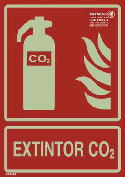Señalización contra incendios, señal de extintor CO2 - Extintores A2J