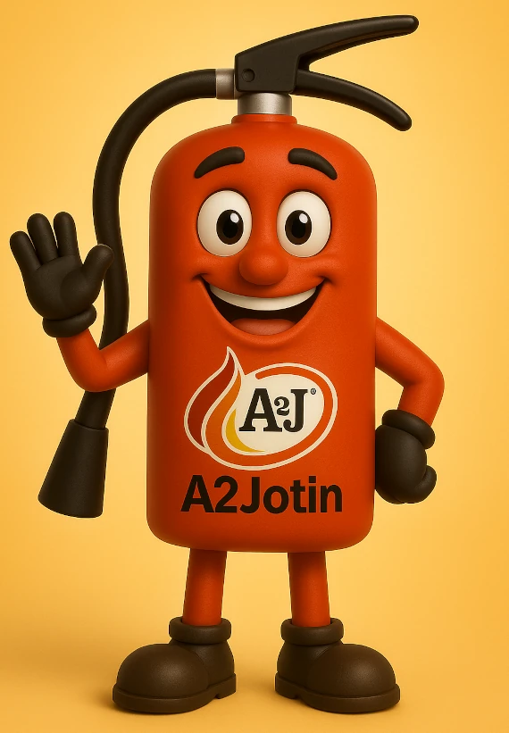 A2Jotín – Mascota de Extintores A2J Pisa para concienciación en seguridad contra incendios A2Jotín, la mascota oficial de Extintores A2J Pisa para campañas de prevención y seguridad contra incendios